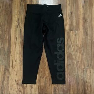 Adidas Black Leggings with Gray Logo